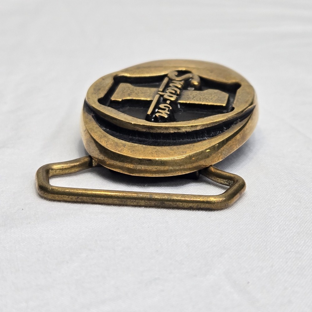 Snap-On Tools Vintage Belt Buckle Solid Brass #1 Logo Made In Usa Sfp-455 Gold View 6